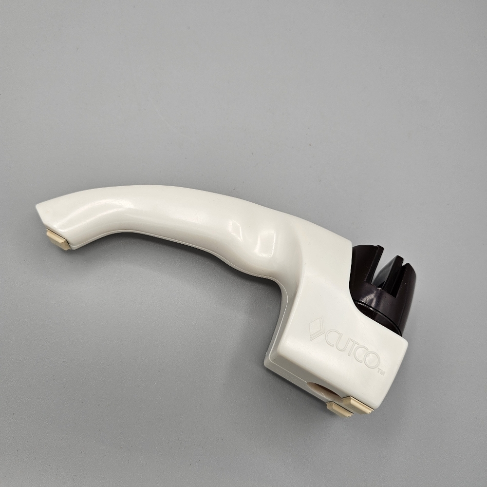 Vintage Cutco Kitchen Knife Sharpener Hand‎ Held Pull Through Manual White Brown